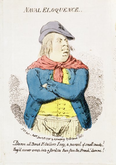 Marine Welsprekendheid, uitgegeven door Hannah Humphrey in 1795 (detail) door James Gillray