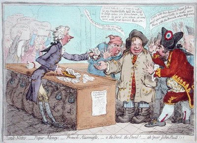 Opening van de Begroting, of John Bull die zijn broek geeft om zijn spek te redden door James Gillray