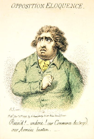 Oppositie welsprekendheid, uitgegeven door Hannah Humphrey in 1795 (detail) door James Gillray