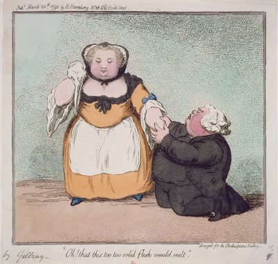 Oh, dat dit te, te vaste vlees zou smelten, citaat uit Hamlet, Act I. Scene I, ontworpen voor de Shakespeare Gallery, uitgegeven door H. Humphrey, Londen, 1791 door James Gillray