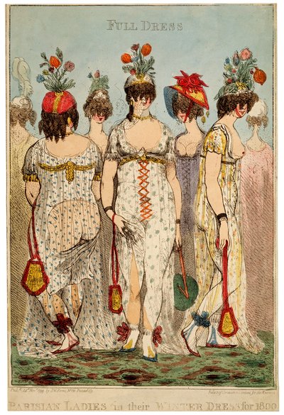 Parijse dames in hun volledige winterkleding voor 1800, 1799 door James Gillray