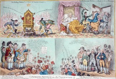 Patriottische petities over de Conventie, uitgegeven door Hannah Humphrey door James Gillray