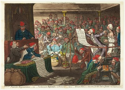 Patriottische Regeneratie, namelijk: Parlement hervormd, a la Françoise... door James Gillray