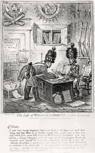 Plaat 4, uit Het Leven van William Cobbett, geschreven door hemzelf, uitgegeven door H. Humphrey, 1809 door James Gillray