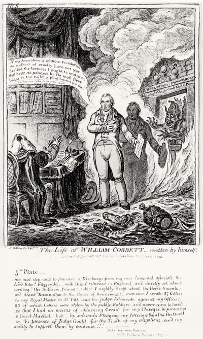 Plaat 5, uit Het Leven van William Cobbett, geschreven door hemzelf, uitgegeven door H. Humphrey, 1809 door James Gillray
