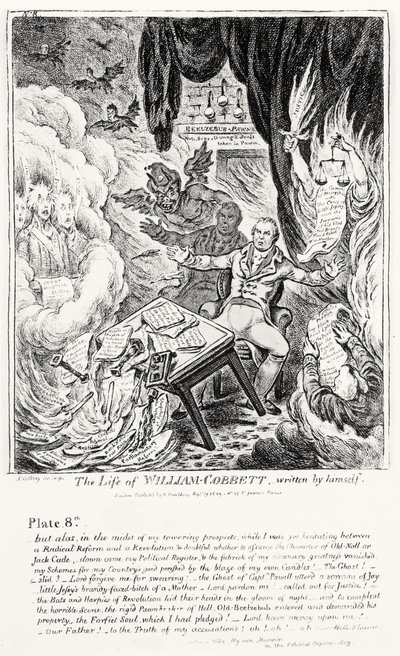 Plaat 8, uit Het Leven van William Cobbett, geschreven door hemzelf, uitgegeven door H. Humphrey, 1809 door James Gillray