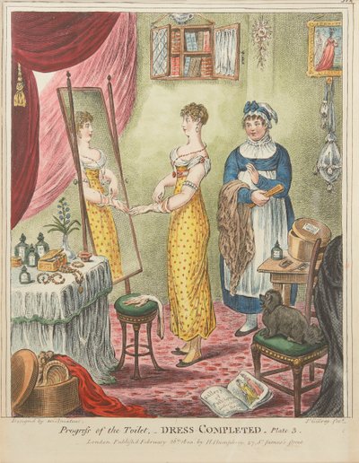 Voortgang van het toilet: Kleding voltooid, Plaat 3 door James Gillray