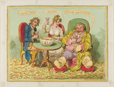 Punch geneest jicht, koliek en tisick door James Gillray