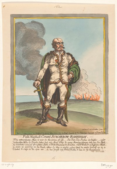Spotprent op Aleksandr Soevorov, 1799 door James Gillray