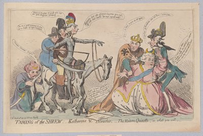Het temmen van de feeks: Katherine & Petruchio; De moderne Quixotte, of wat je wilt door James Gillray