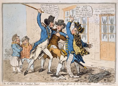 De stokslagen in Conduit Street, gepubliceerd door Hannah Humphrey door James Gillray