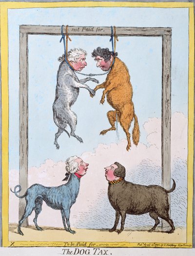 De Hondentaks, uitgegeven door Hannah Humphrey in 1796 door James Gillray