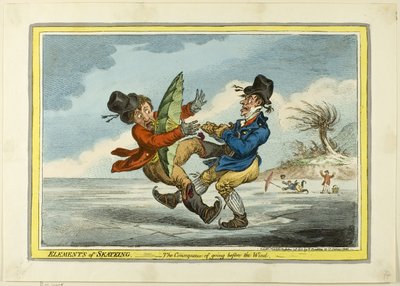 De elementen van het schaatsen: De consequentie van voor de wind gaan door James Gillray
