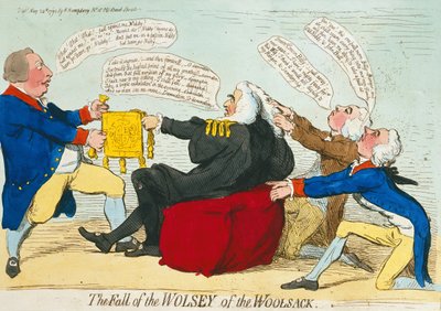 De Val van Wolsey van de Woolsack, uitgegeven door Hannah Humphrey in 1792 door James Gillray