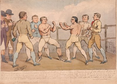 Het Beroemde Gevecht Tussen Richard Humphreys en Daniel Mendoza, 9 januari 1788 door James Gillray