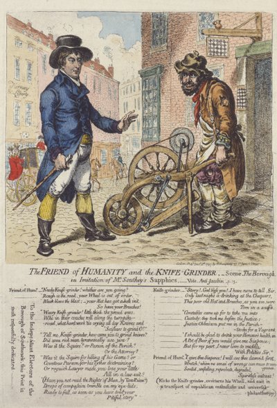 "De vriend van de mensheid en de messenslijper", 1797 door James Gillray