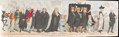 De begrafenisstoet van Miss Regency, uitgegeven 1789 door James Gillray