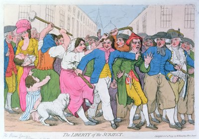 De vrijheid van het onderwerp, uitgegeven door H. Humphrey, 15 oktober 1779 door James Gillray