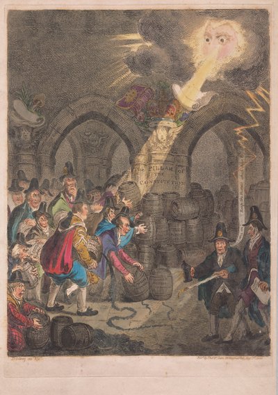 De Zuil van de Grondwet, gepubliceerd 1835 door James Gillray