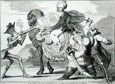 De Politieke Bandieten die de Redder van India Aanvallen door James Gillray