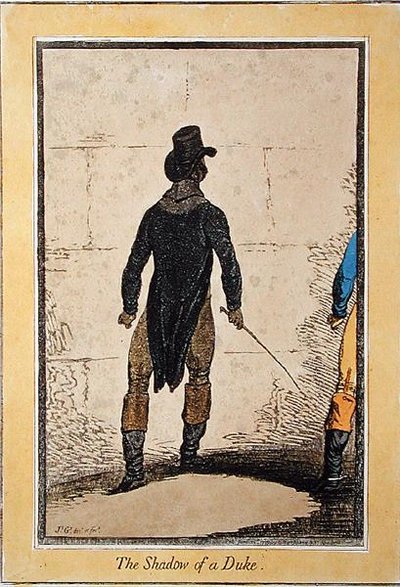 De schaduw van een hertog, gepubliceerd door Hannah Humphrey in 1795 door James Gillray