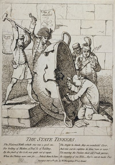 De Staats Tinkers, gepubliceerd door William Humphrey in 1780 door James Gillray