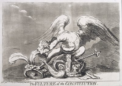 De gier van de grondwet, gepubliceerd door Hannah Humphrey in 1789 door James Gillray