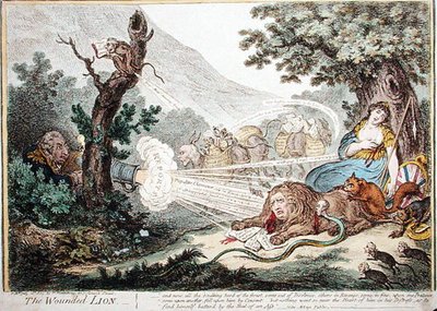 De gewonde leeuw door James Gillray