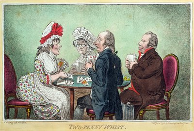 Two-Penny Whist, uitgegeven door Hannah Humphrey in 1796 door James Gillray