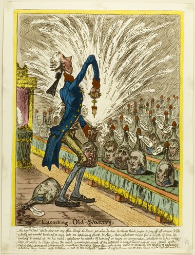 Oude Sherry ontkurken door James Gillray