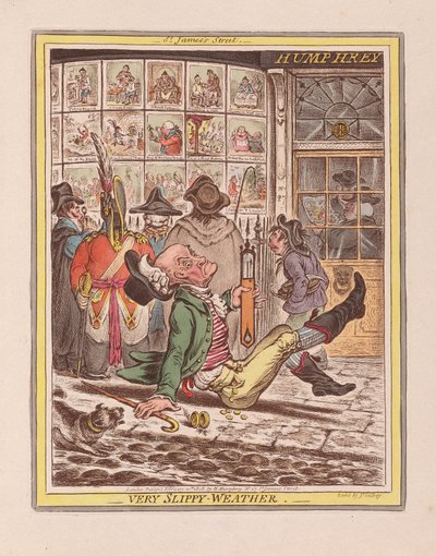Zeer Glibberig Weer, uitgegeven 1808 door James Gillray