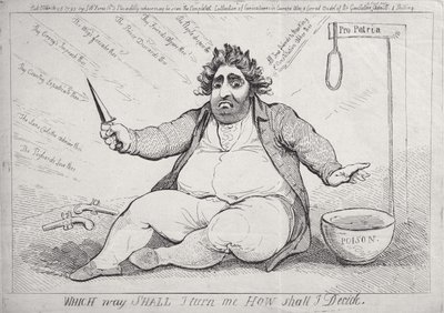 Welke Weg Moet Ik Kiezen, Hoe Moet Ik Beslissen, gepubliceerd door S.W. Fores in 1793 door James Gillray
