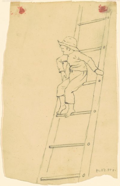 Jongen op een ladder door James Goodwyn Clonney