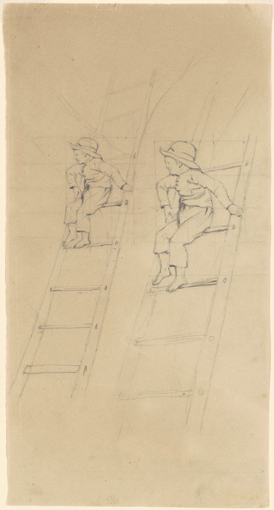 Studies van een Jongen op een Ladder door James Goodwyn Clonney