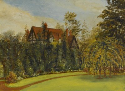 Broadwater vanuit de tuin, begin 20e eeuw (olieverf op board) door James Henry Bambrick
