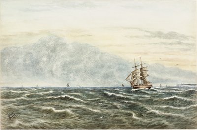 Scheepvaartscène bij Tynemouth door James Henry Cleet
