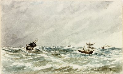 Storm op zee bij de Tyne door James Henry Cleet