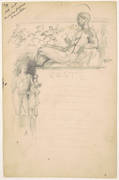 Studie voor "Gipsafgietsels van Antieke Beelden: Het Parthenon" door James Henry Moser