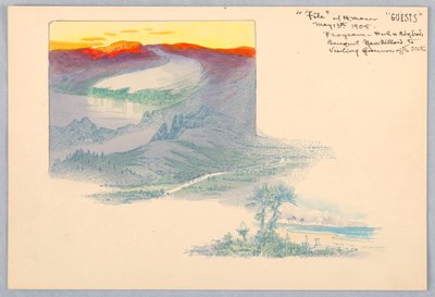 Drie Landschappen, Gedrukt bewijs voor Ontwerp voor Washington Board of Trade Dinner, 13 mei 1908 door James Henry Moser