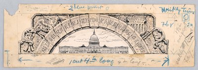 U.S. Capitoolgebouw, onder een boog van de dertien staten door James Henry Moser