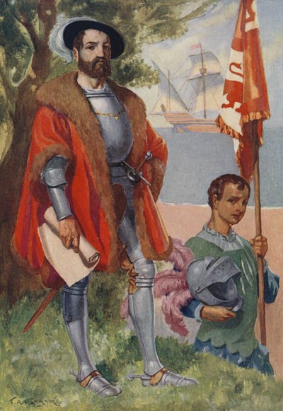 Hernan Cortes, Spaanse conquistador door James Henry Robinson