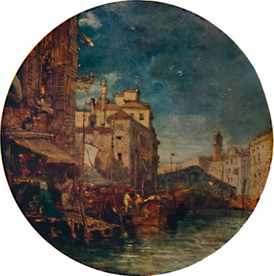 Een uitzicht op het Canal Grande, Venetië, met de Rialto in de verte, ca. 1850, 1935 door James Holland