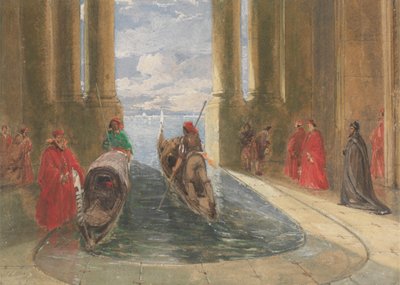 Venetiaanse Dignitarissen aan Boord van Gondels door James Holland