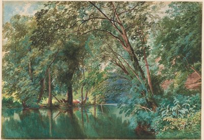 Bomen over de rivier Frome bij Stapleton door James Jackson Curnock