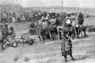 Gideon kiest de driehonderd door Tissot - Bijbel door James Jacques Joseph (after) Tissot