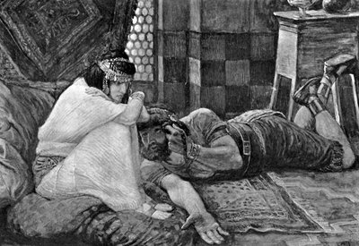 Simson onthult zijn geheim aan Delila - Bijbel door James Jacques Joseph (after) Tissot