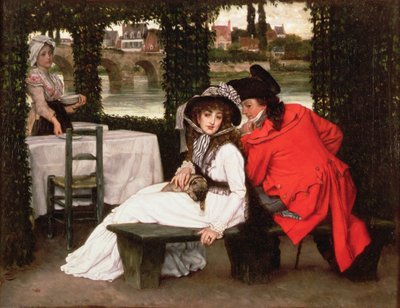 Een afspraak bij een café aan de rivier, c.1869 door James Jacques Joseph Tissot