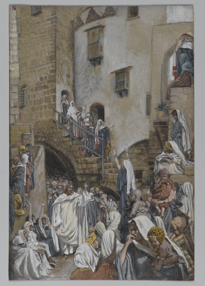 Een vrouw roept in de menigte, illustratie uit Het leven van onze Heer Jezus Christus, 1886-94 door James Jacques Joseph Tissot