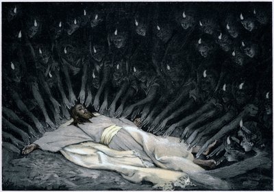 Engelen die Jezus dienen nadat de Duivel hem heeft verlaten, 1897 door James Jacques Joseph Tissot