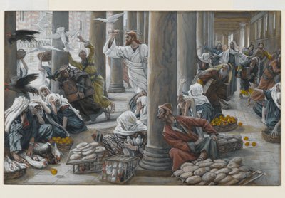 Christus verdrijft de kopers en verkopers uit de tempel, illustratie voor Het leven van Christus, ca. 1884-96 door James Jacques Joseph Tissot